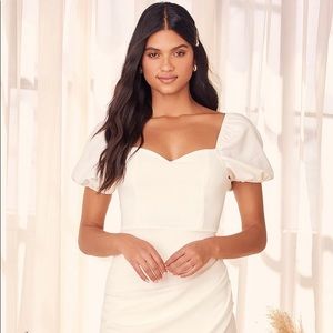 white puff sleeve dress